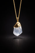 Wind Element Necklace - raw white stone with gold-tone wrap