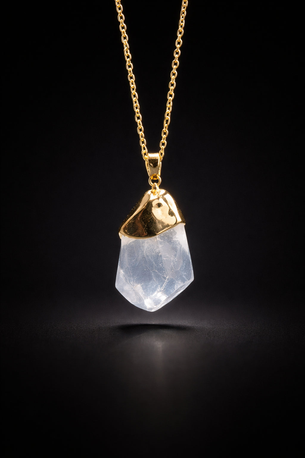 Wind Element Necklace - raw white stone with gold-tone wrap